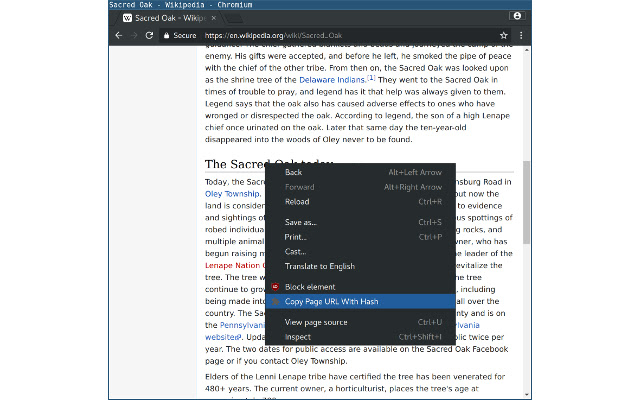 Copy URL With Hash  from Chrome web store to be run with OffiDocs Chromium online