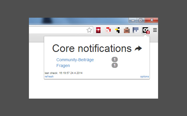 Chrome ウェブストアからの Core Notifier を OffiDocs Chromium online で実行する