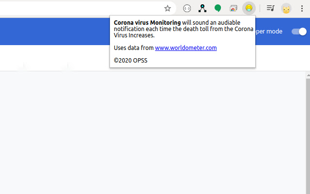 Corona Virus Monitor  from Chrome web store to be run with OffiDocs Chromium online