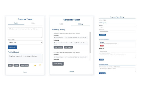 Corporate Yapper  from Chrome web store to be run with OffiDocs Chromium online