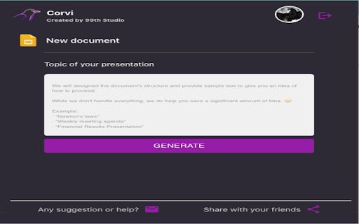 Corvi AI  from Chrome web store to be run with OffiDocs Chromium online