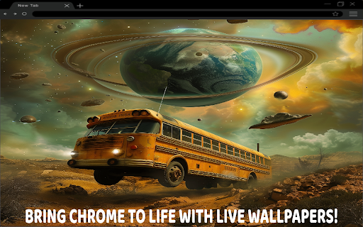 Cosmic School Bus Returns to the World Live Wallpaper  from Chrome web store to be run with OffiDocs Chromium online