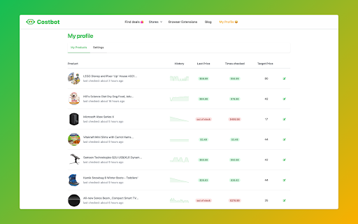 Costbot Price Tracker  from Chrome web store to be run with OffiDocs Chromium online