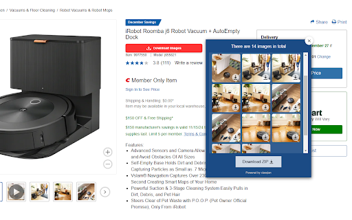Costco Image Scraper Export as Zip  from Chrome web store to be run with OffiDocs Chromium online