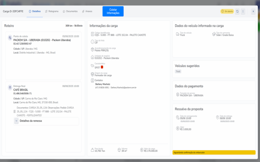Cotações Packem Extension  from Chrome web store to be run with OffiDocs Chromium online