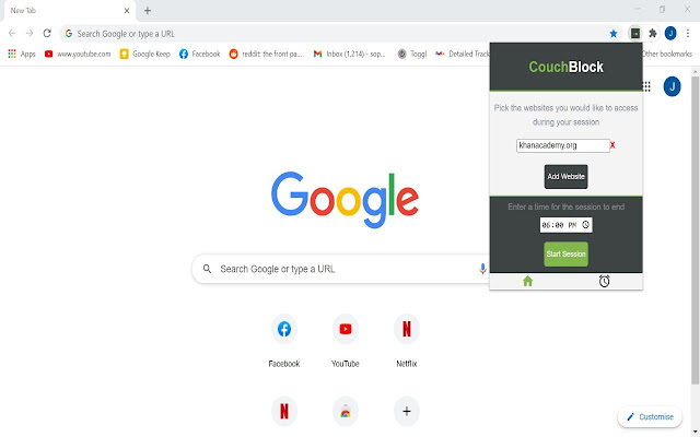 Couch Block  from Chrome web store to be run with OffiDocs Chromium online