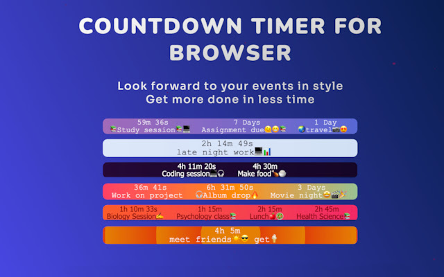 Countdown for browser  from Chrome web store to be run with OffiDocs Chromium online