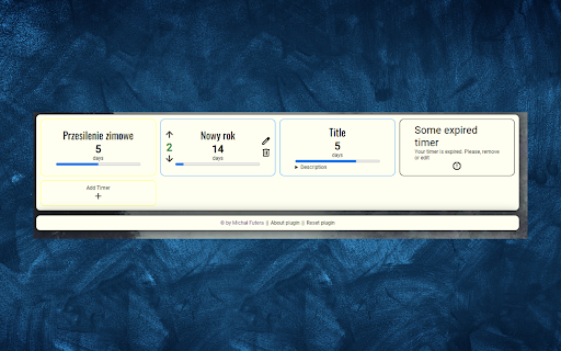 Countdown timer by Michal  from Chrome web store to be run with OffiDocs Chromium online