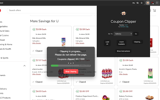 Coupon Clipper  from Chrome web store to be run with OffiDocs Chromium online