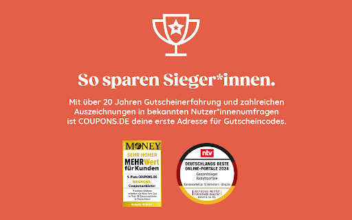 COUPONS.DE Nie wieder Gutscheine verpassen  from Chrome web store to be run with OffiDocs Chromium online