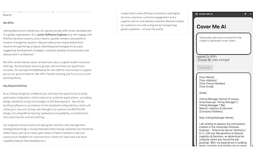 Cover Me AI: Cover Letter Generator  from Chrome web store to be run with OffiDocs Chromium online