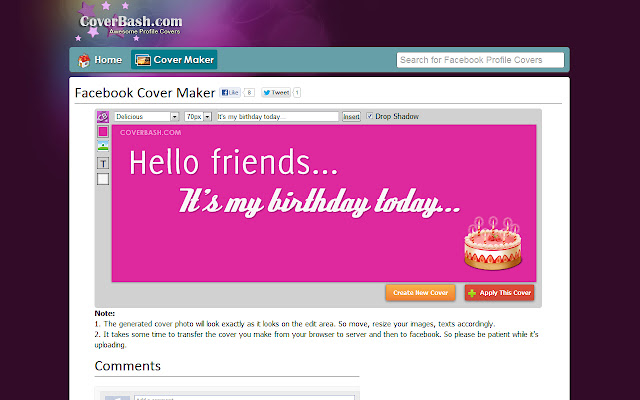 Cover Photo Maker  from Chrome web store to be run with OffiDocs Chromium online