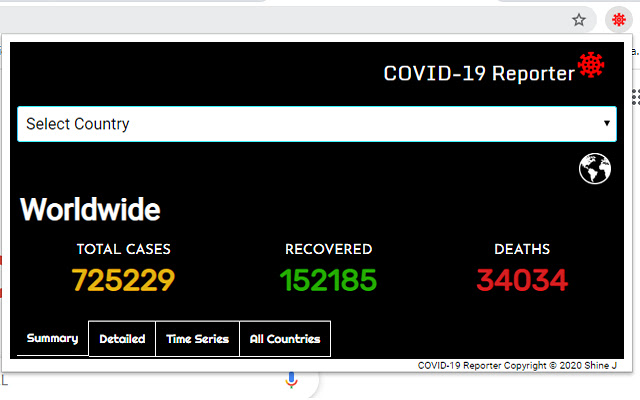 COVID 19 Reporter  from Chrome web store to be run with OffiDocs Chromium online