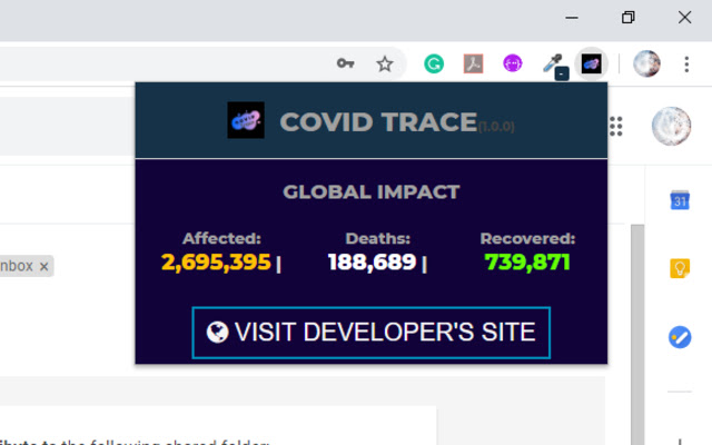 CovidTrace  from Chrome web store to be run with OffiDocs Chromium online