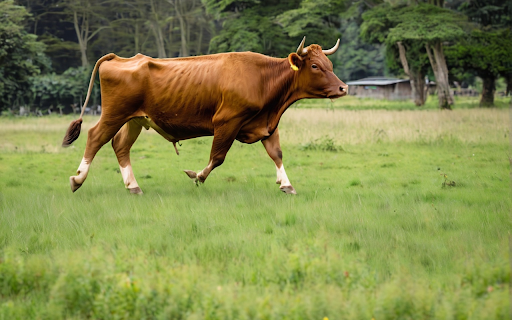 Cow running on the grassland  from Chrome web store to be run with OffiDocs Chromium online