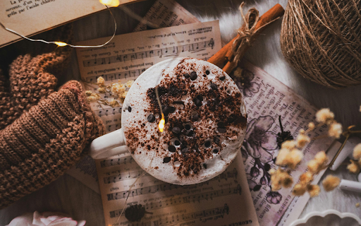 Cozy Autumn Coffee with Books and Fairy Lights  from Chrome web store to be run with OffiDocs Chromium online