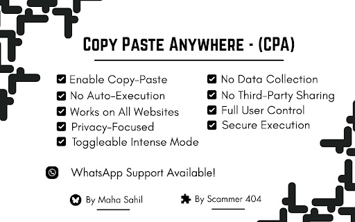 CPA Copy Paste Anywhere  from Chrome web store to be run with OffiDocs Chromium online