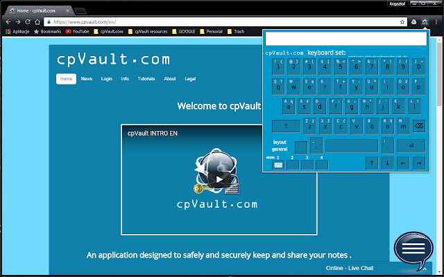 cpVault.com Virtual Keyboard  from Chrome web store to be run with OffiDocs Chromium online