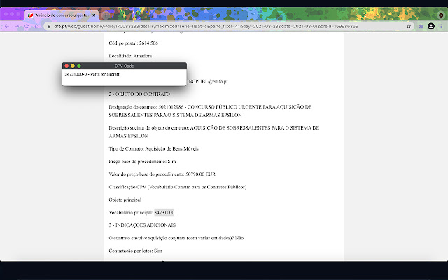 CPVcodex  from Chrome web store to be run with OffiDocs Chromium online