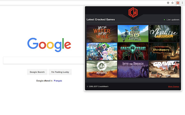 CrackWatch  from Chrome web store to be run with OffiDocs Chromium online