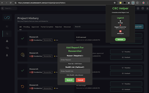 CRC Helper  from Chrome web store to be run with OffiDocs Chromium online