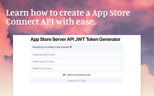 Create App Store Connect API Key Guides  from Chrome web store to be run with OffiDocs Chromium online