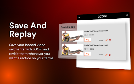 Create Video Loops From Guitar Tutorials on YouTube™ Loopi  from Chrome web store to be run with OffiDocs Chromium online
