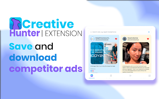 CreativeHunter Free tool for Facebook  from Chrome web store to be run with OffiDocs Chromium online