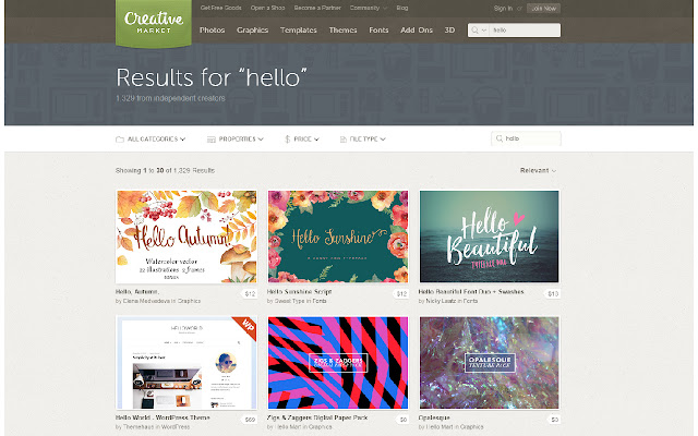 CreativeMarket Search  from Chrome web store to be run with OffiDocs Chromium online