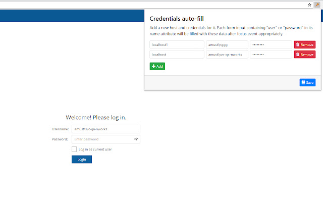 Credentials Autofill  from Chrome web store to be run with OffiDocs Chromium online