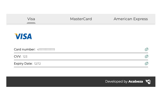 Credit Card Generator  from Chrome web store to be run with OffiDocs Chromium online