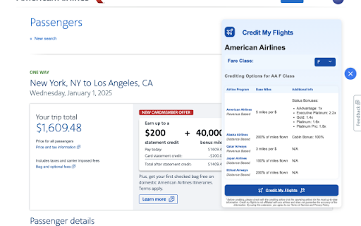 Credit My Flights  from Chrome web store to be run with OffiDocs Chromium online