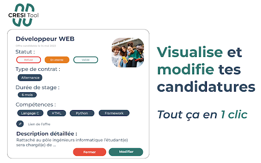 CRESI Tool Suivi automatique de candidature  from Chrome web store to be run with OffiDocs Chromium online