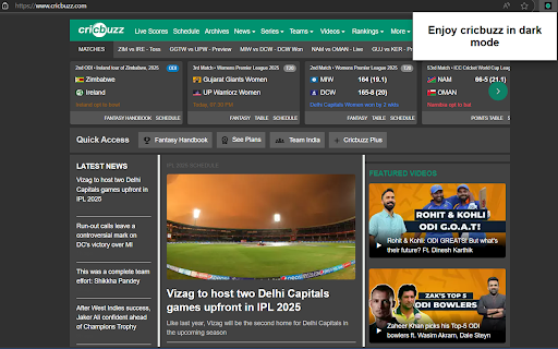 Cricbuzz Dark Mode  from Chrome web store to be run with OffiDocs Chromium online