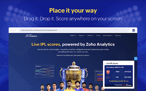 Cricket Live Score  from Chrome web store to be run with OffiDocs Chromium online