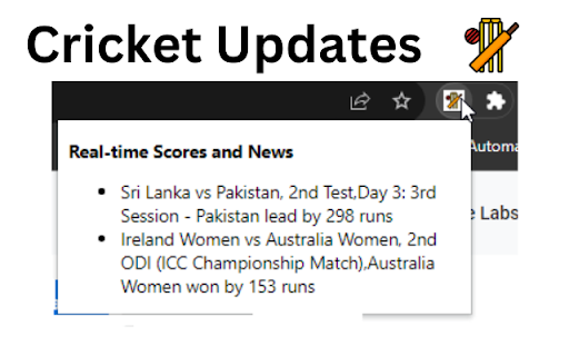 Cricket Updates  from Chrome web store to be run with OffiDocs Chromium online