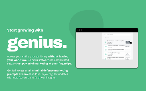 Criminal Defense Marketing Genius  from Chrome web store to be run with OffiDocs Chromium online