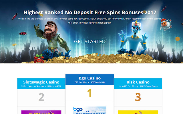 CrispyGamer Best No Deposit Free Spins  from Chrome web store to be run with OffiDocs Chromium online