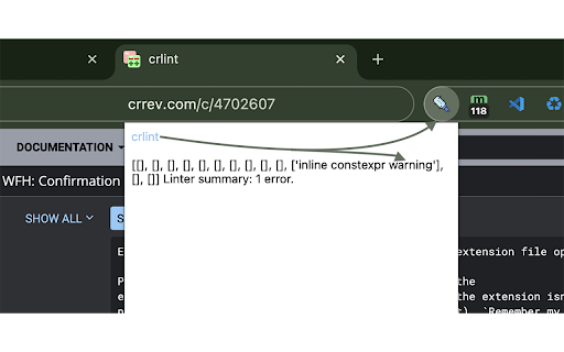 crlint  from Chrome web store to be run with OffiDocs Chromium online