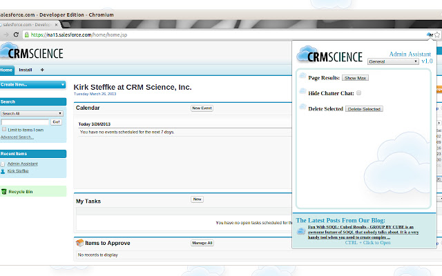 CRM Science Admin Assistant  from Chrome web store to be run with OffiDocs Chromium online