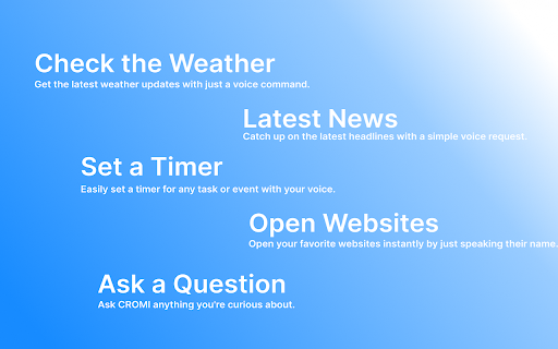 CROMI AI Voice Assistant  from Chrome web store to be run with OffiDocs Chromium online