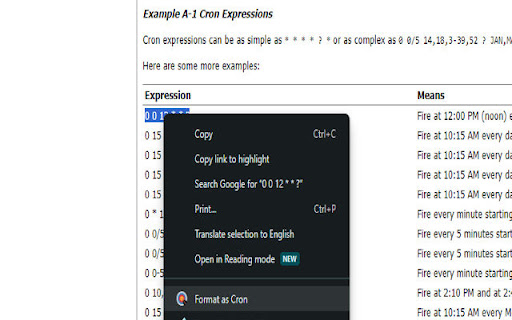 Cron Interpreter  from Chrome web store to be run with OffiDocs Chromium online