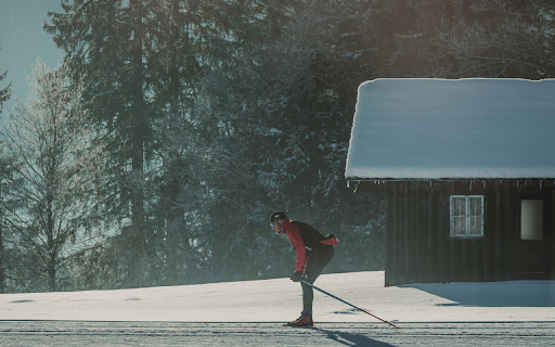 Cross country skiing in a snowy forest landscape  from Chrome web store to be run with OffiDocs Chromium online