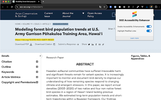 Crossref DOI Accessibility Enhancer  from Chrome web store to be run with OffiDocs Chromium online