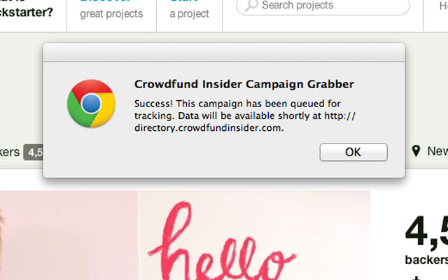 Crowdfund Insider Campaign Bot  from Chrome web store to be run with OffiDocs Chromium online