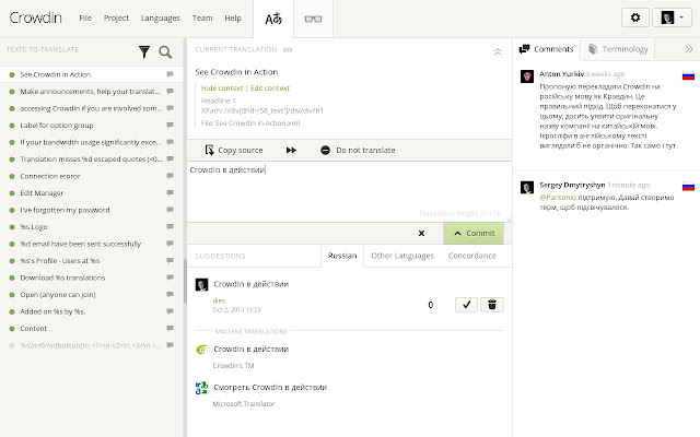 Crowdin  from Chrome web store to be run with OffiDocs Chromium online