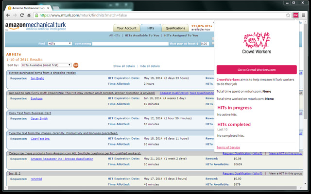 CrowdWorkers  from Chrome web store to be run with OffiDocs Chromium online