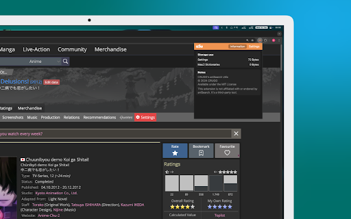 CRUGGs aniSearch Utils  from Chrome web store to be run with OffiDocs Chromium online