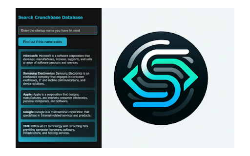 Crunchbase API Extension  from Chrome web store to be run with OffiDocs Chromium online