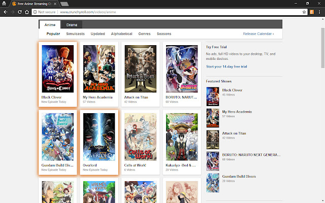 Crunchyroll New Episode Highlighter mula sa Chrome web store na tatakbo sa OffiDocs Chromium online